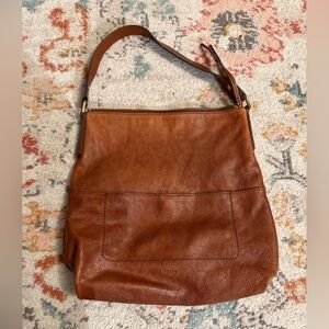 Fossil Tan Leather Shoulder Bag